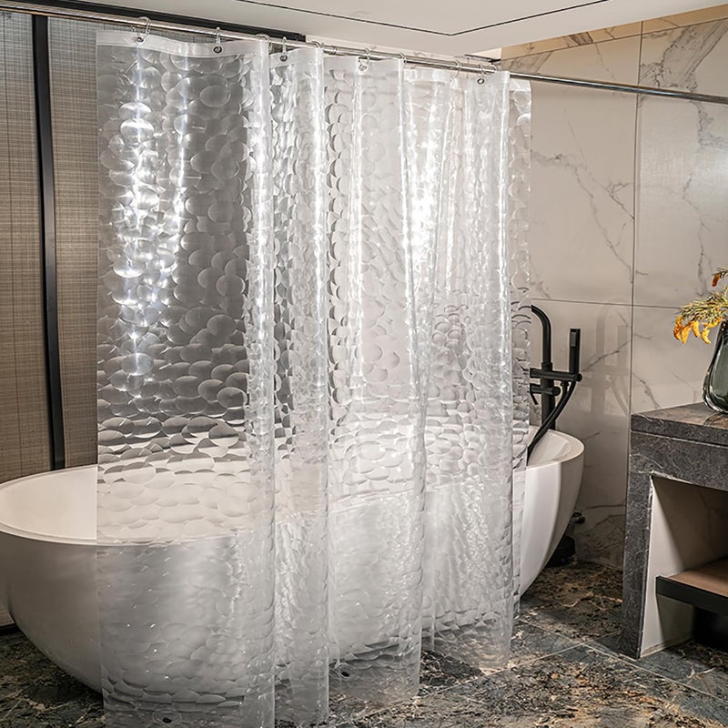 jssablo Shower Curtain Liner, 100% Waterproof EVA Shower Curtains with 3 Duty Heavy Bottom Magnets and 12 Rust Proof Grommets, 72x72 Weighted Shower Liner for Shower Stall, Bathtubs - Image 1
